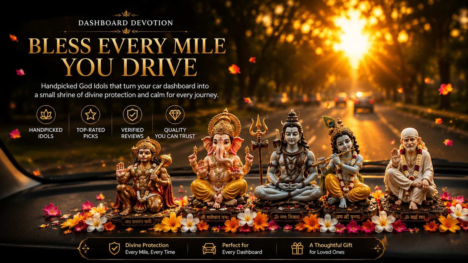 Car dashboard god idols banner